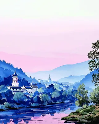 Midjourney SREF 1003 Dreaming Pagoda — Digital Illustration Serene
