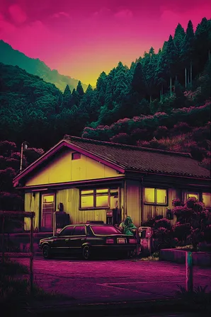 Midjourney SREF 124 Neon Tokyo Dreams — sample image 3
