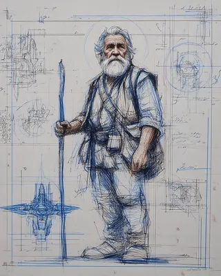 Midjourney SREF 1320 Sketched Blueprint — sample image 3