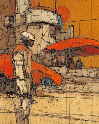 Midjourney SREF 1346 Orange Sentinel — sample image 4