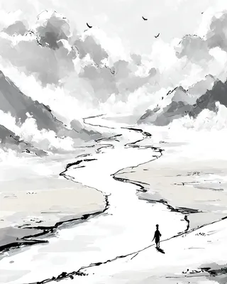 Midjourney SREF 1530 Misty Wanderer — Ink & Manga Serene