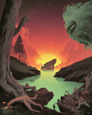 Midjourney SREF 1670 Alien Shores — Digital Illustration Mysterious