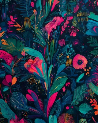 Midjourney SREF 1812 Neon Botanical Eden — Digital Illustration Whimsical