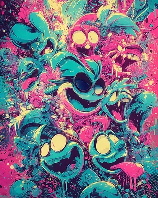 Midjourney SREF 1880 Neon Chaos Crew — sample image 2