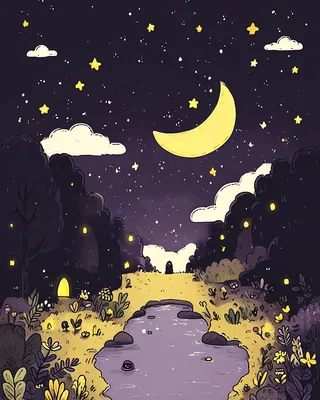 Midjourney SREF 2013 Moonlit Reverie — Digital Illustration Serene