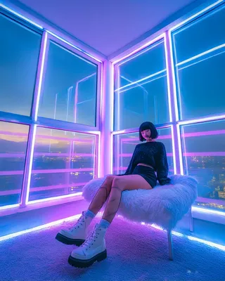 Midjourney SREF 2416 Neon Solitude — sample image 3