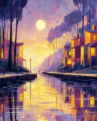 Midjourney SREF 2552 Pixelated Dusk — Digital Illustration Romantic