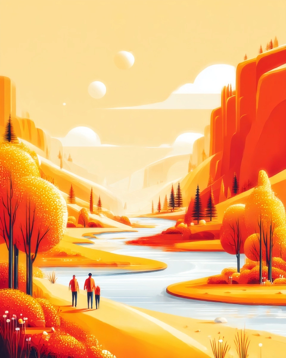 Midjourney SREF 3108 Golden Paradise — Digital Illustration Serene