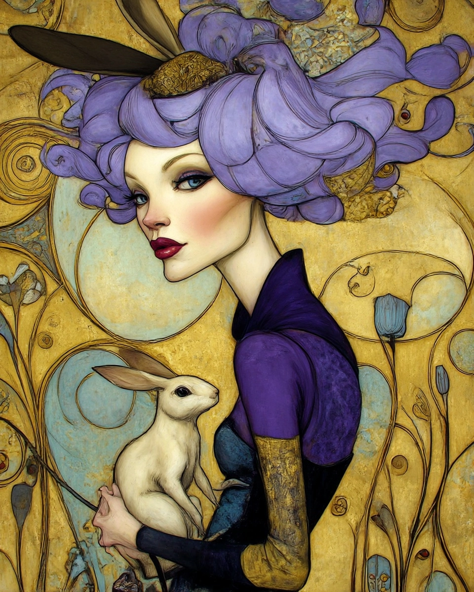 Midjourney SREF 3155 Purple Reverie — Art Nouveau Elegant