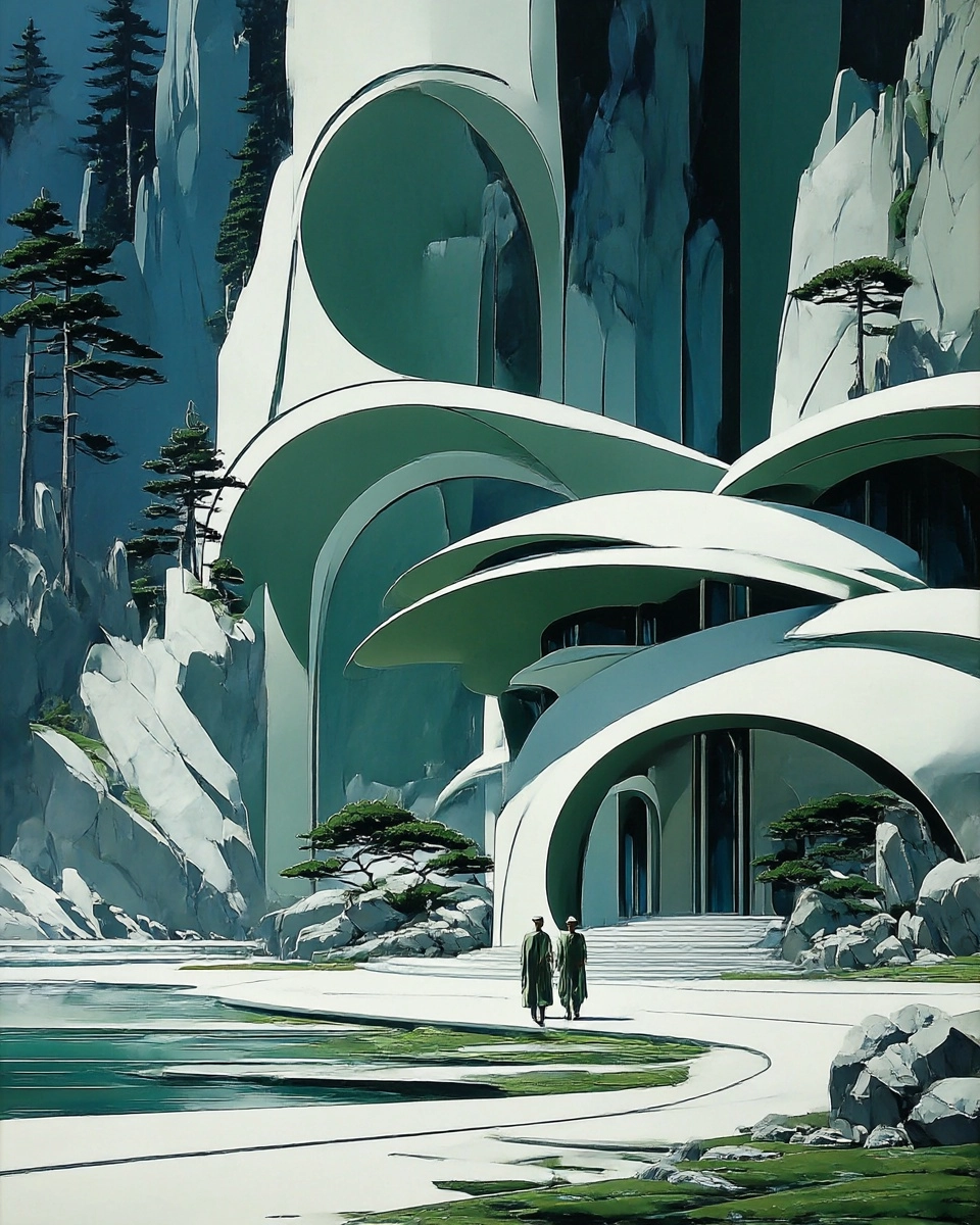 Midjourney SREF 3354 Futuristic Sanctuary — sample image 4