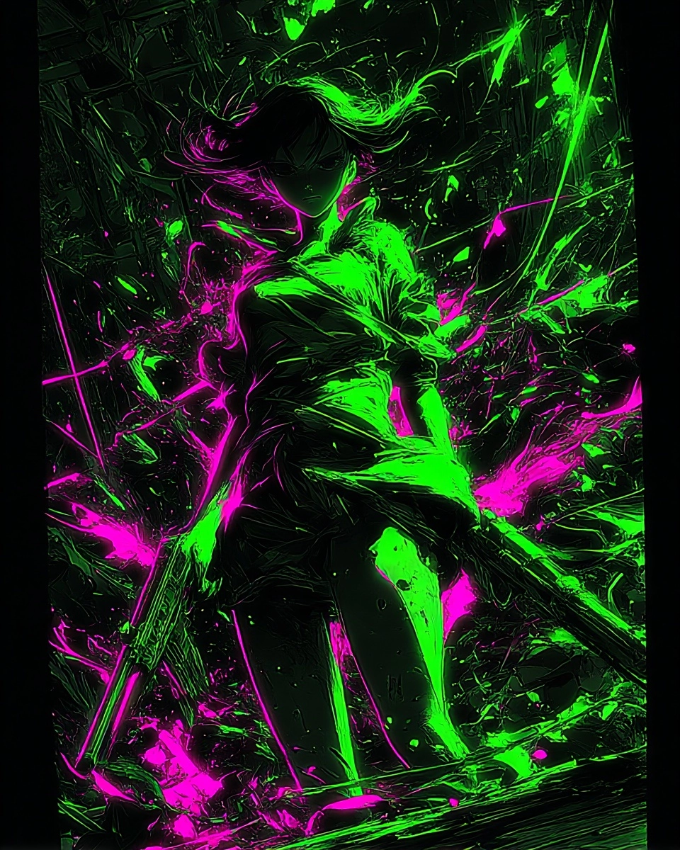 Midjourney SREF 3514 Neon Chaos — sample image 3