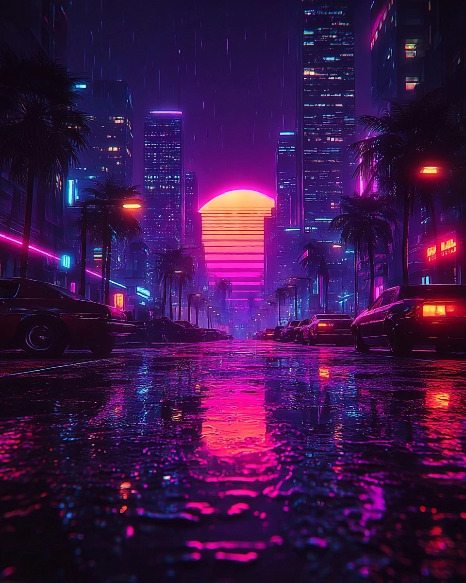 Midjourney SREF 3559 Neon Sunset Dreams — sample image 2