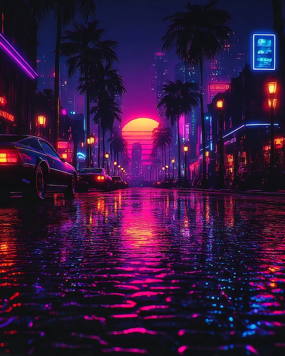 Midjourney SREF 3559 Neon Sunset Dreams — sample image 4