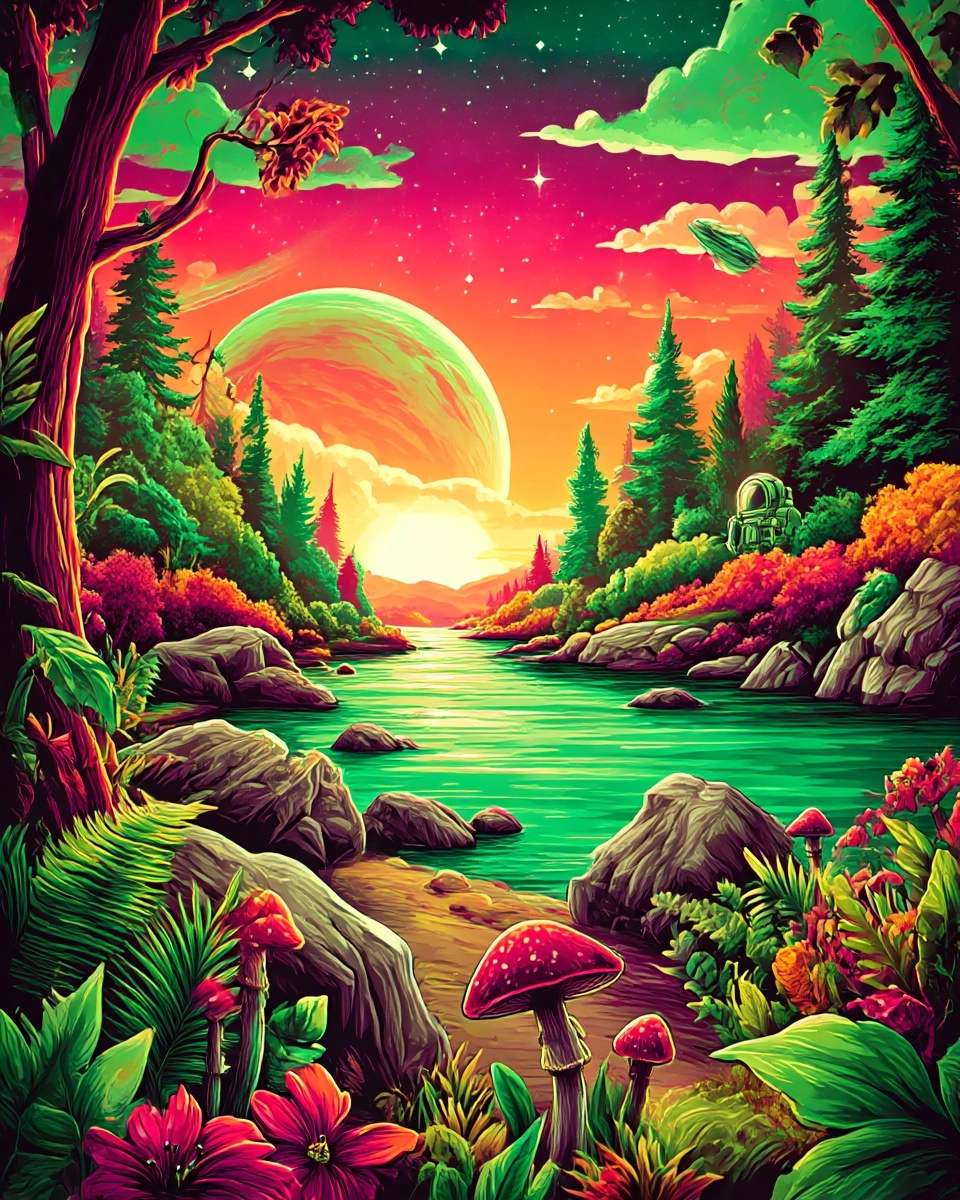 Midjourney SREF 3587 Neon Wonderland — Street & Experimental Whimsical