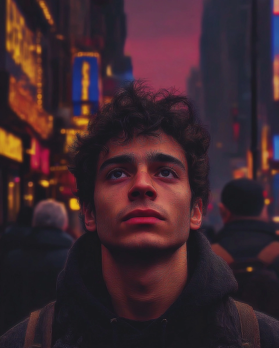 Midjourney SREF 3607 Neon Solitude — Digital Illustration Mysterious