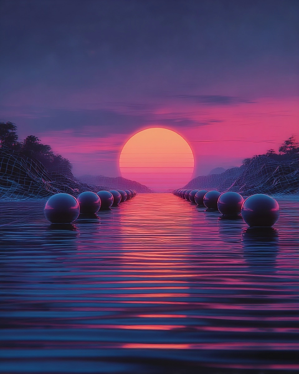 Midjourney SREF 3628 Neon Sunset Portal — sample image 2