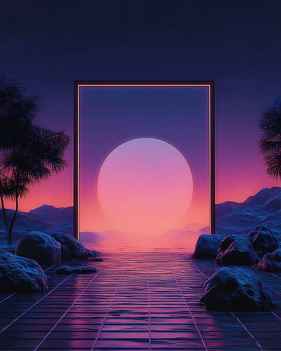 Midjourney SREF 3628 Neon Sunset Portal — sample image 3