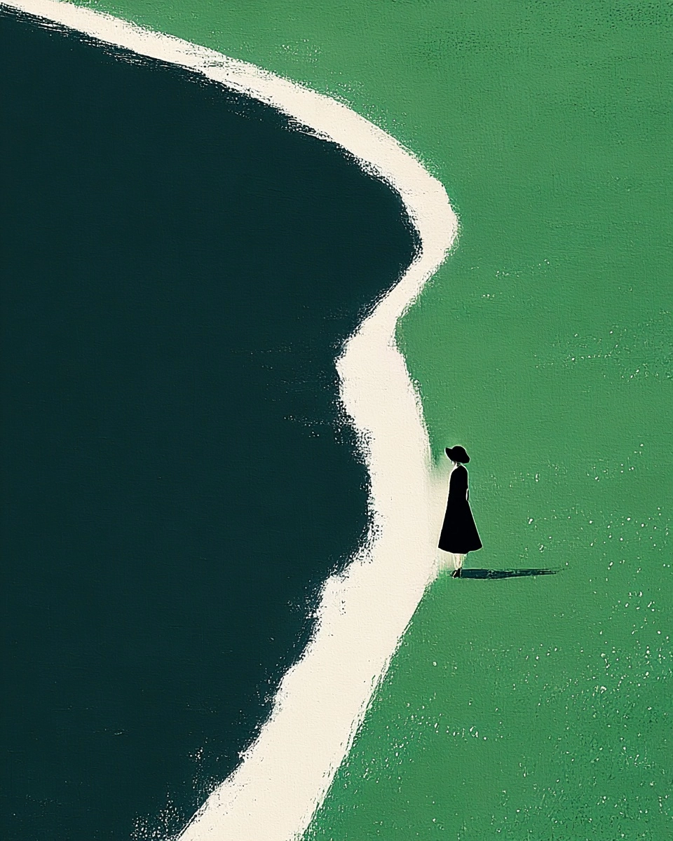 Midjourney SREF 3699 Emerald Solitude — Minimalist Melancholic