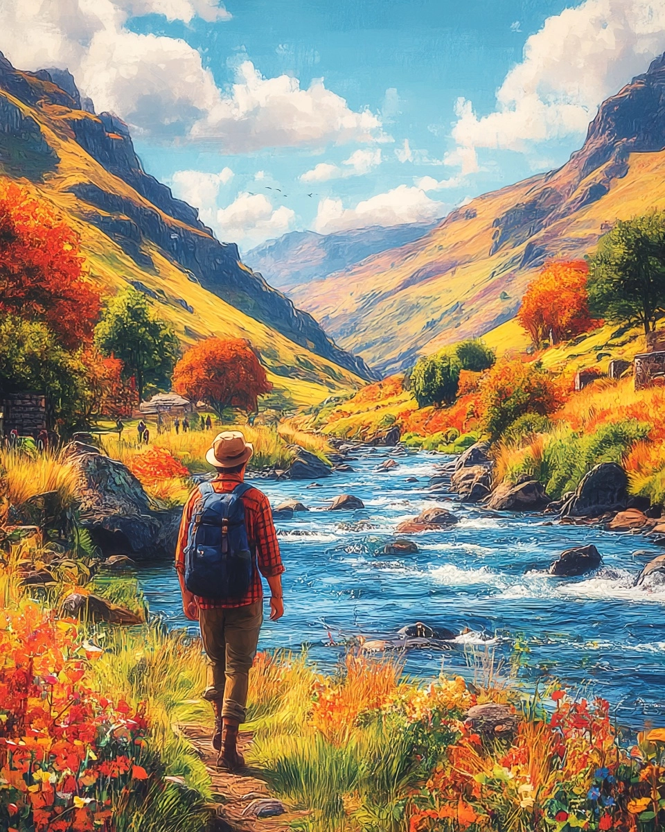 Midjourney SREF 3875 Autumn Wanderer — Digital Illustration Serene