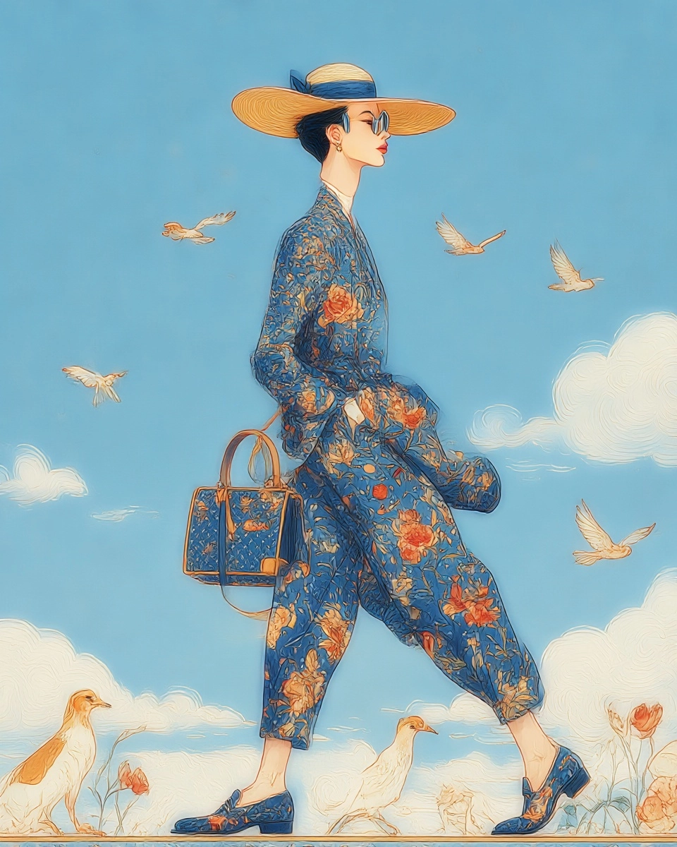 Midjourney SREF 3925 Azure Reverie — Art Nouveau Elegant