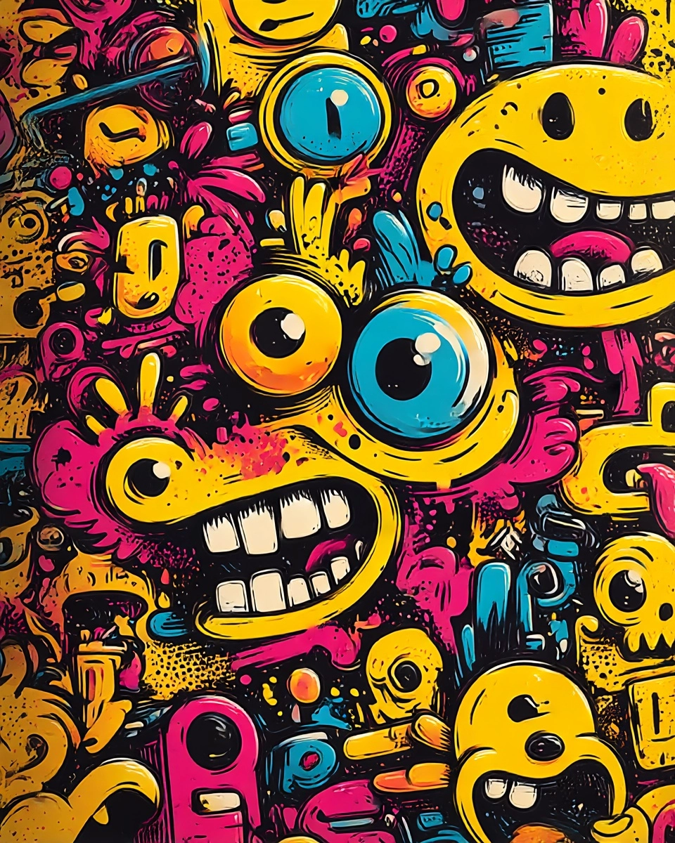 Midjourney SREF 3935 Neon Grin Chaos — Street & Experimental Whimsical