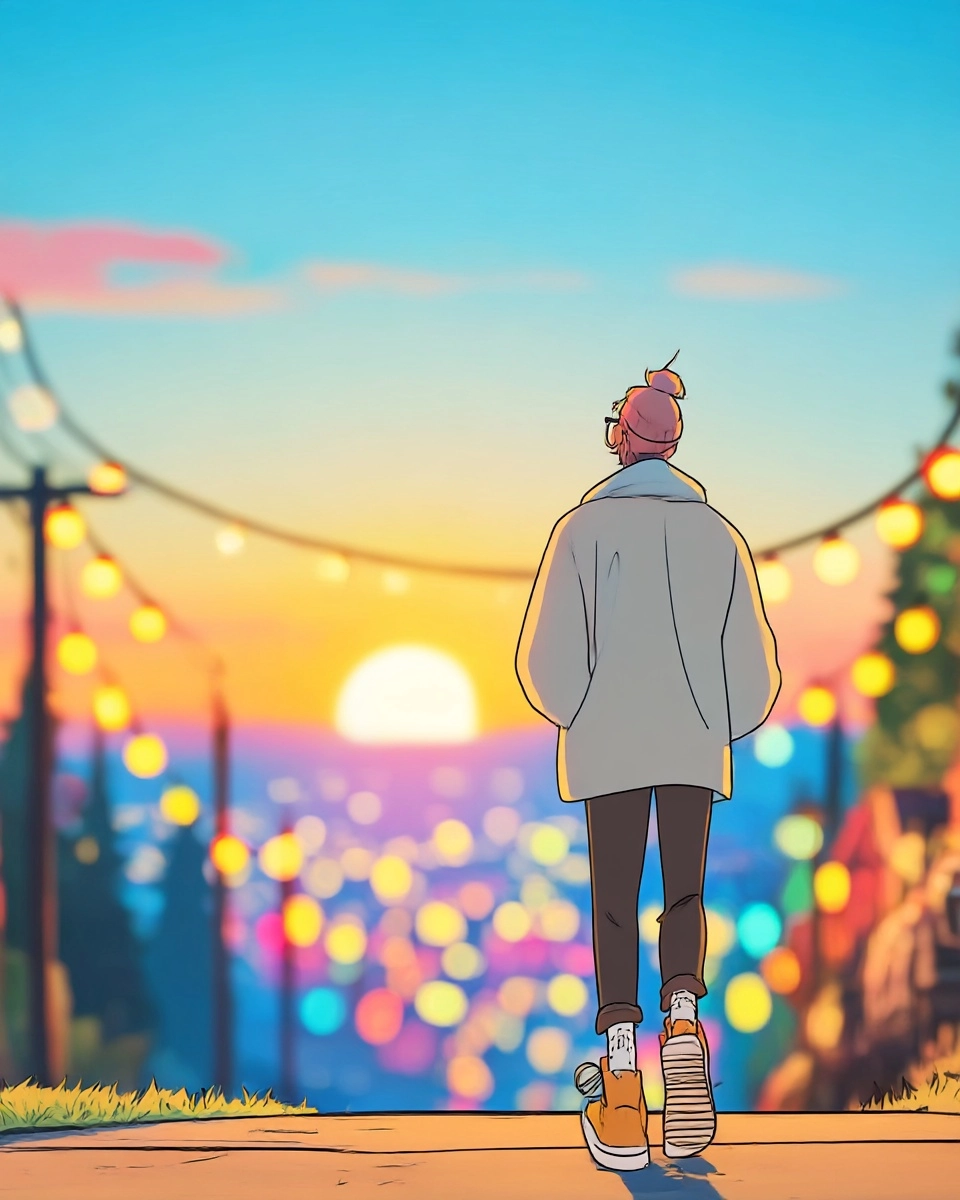 Midjourney SREF 3989 Sunset Runner — Anime Whimsical