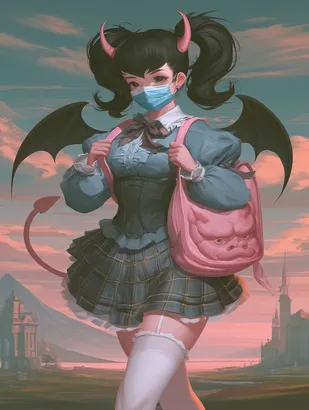 Midjourney SREF 4098 Demon Schoolgirl — sample image 3