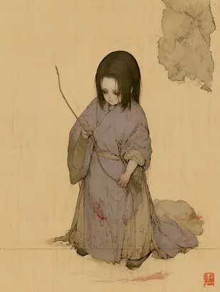 Midjourney SREF 4138 Antiqued Warriors — Anime Melancholic