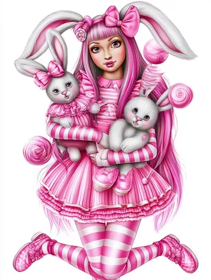 Midjourney SREF 4173 Pink Candy Dreams — sample image 4
