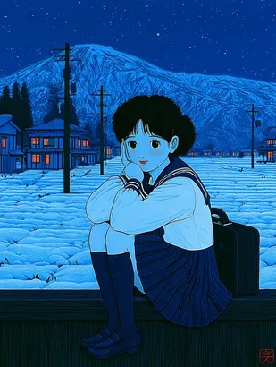 Midjourney SREF 4381 Midnight Wanderer — Anime Melancholic