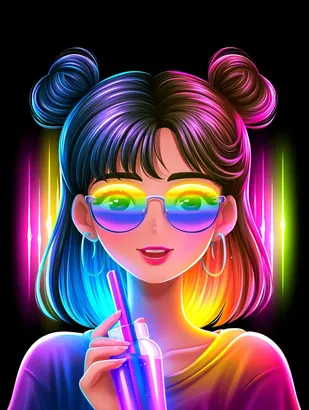 Midjourney SREF 4446 Neon Dreamgirl — sample image 2