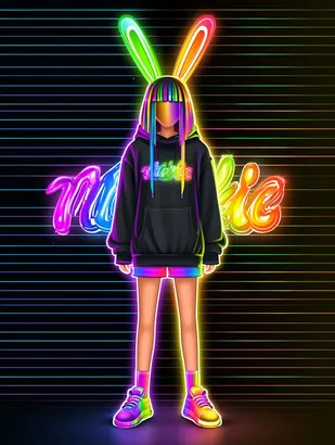 Midjourney SREF 4446 Neon Dreamgirl — sample image 3