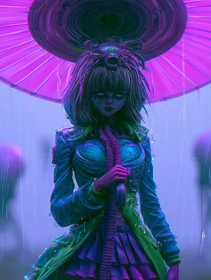 Midjourney SREF 4507 Neon Sentinel — Cyberpunk Mysterious