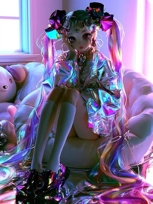 Midjourney SREF 4510 Neon Cyber Doll — sample image 3