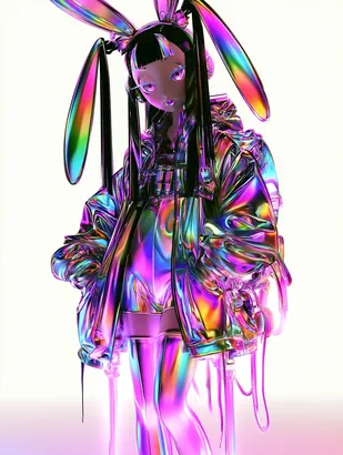 Midjourney SREF 4510 Neon Cyber Doll — sample image 4