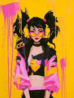 Midjourney SREF 4528 Neon Rebellion — sample image 4