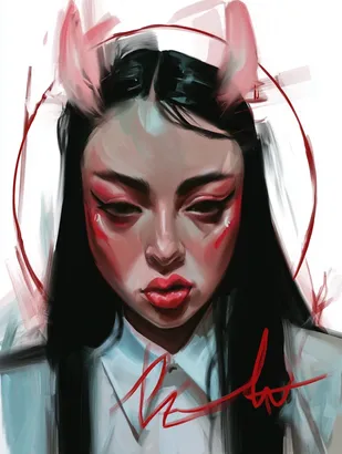 Midjourney SREF 4593 Crimson Reverie — Digital Illustration Mysterious