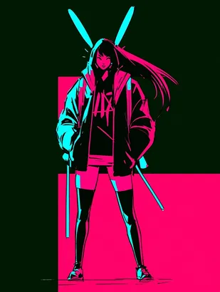 Midjourney SREF 4603 Neon Rebel — sample image 4