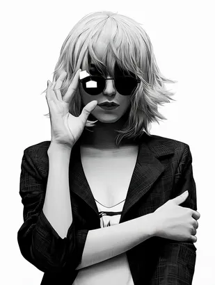 Midjourney SREF 4682 Monochrome Muse — Digital Illustration Mysterious