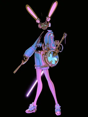 Midjourney SREF 4692 Neon Bunny Warrior — sample image 4