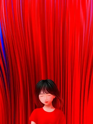 Midjourney SREF 4708 Crimson Reverie — Digital Illustration Mysterious