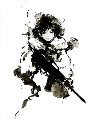 Midjourney SREF 4768 Shattered Warrior — Ink & Manga Dramatic