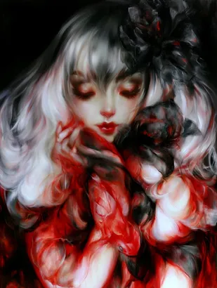 Midjourney SREF 4770 Crimson Reverie — Digital Illustration Mysterious
