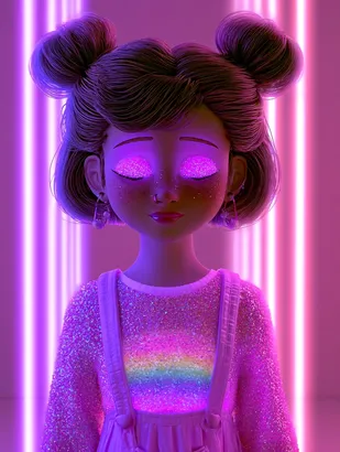 Midjourney SREF 4843 Neon Glitter Girl — sample image 3