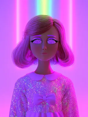 Midjourney SREF 4843 Neon Glitter Girl — sample image 4