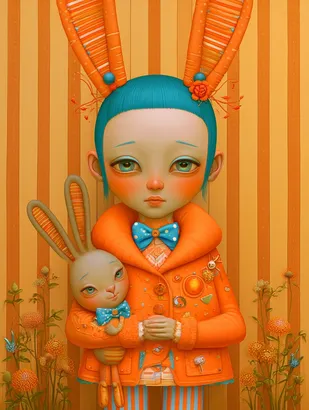Midjourney SREF 4949 Citrus Garden Girl — Abstract & Surreal Whimsical