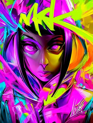 Midjourney SREF 4965 Neon Rebellion — Cyberpunk Chaotic