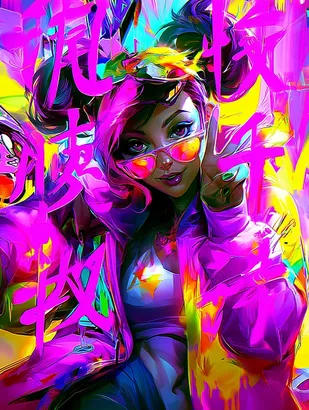 Midjourney SREF 4965 Neon Rebellion — sample image 4
