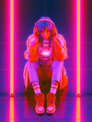 Midjourney SREF 4969 Neon Angels Rising — sample image 2