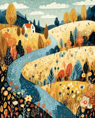 Midjourney SREF 629 Autumn's Gentle Reverie — Digital Illustration Serene
